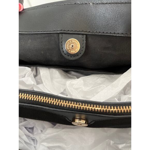 COACH Casey Halftone Floral Crossgrain Black Wine Satchel - Picture 7 of 11